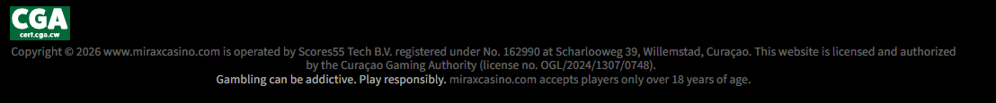 Mirax Casino support contact strip
